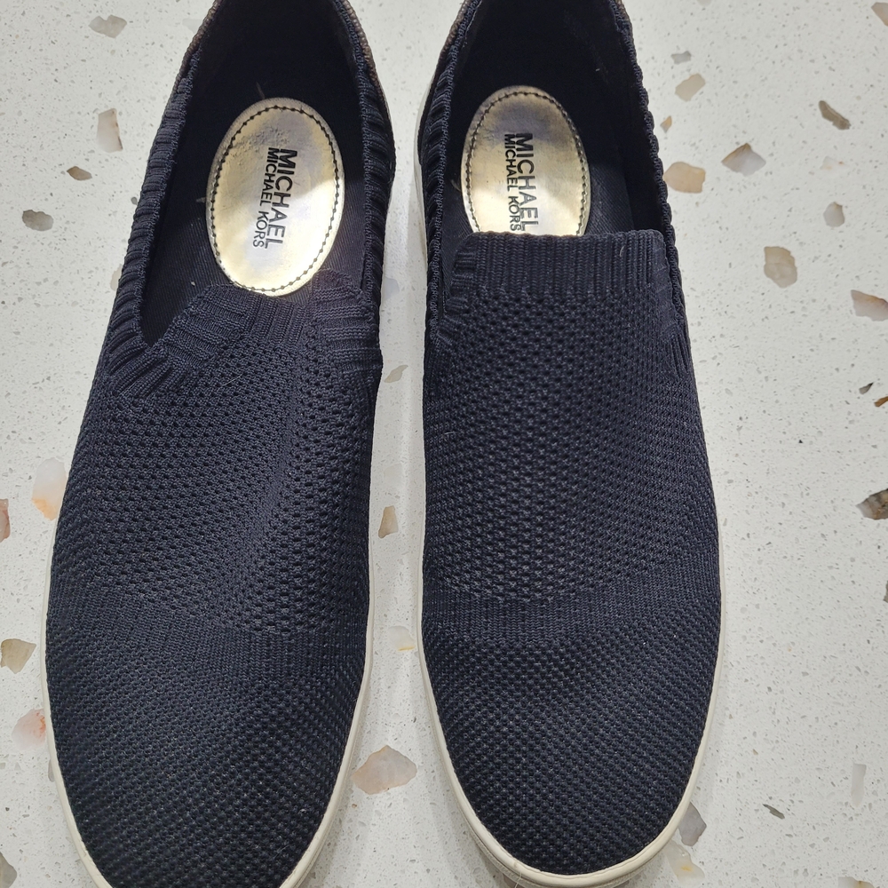 Michael Kors Black Knit Slip-On Sneakers